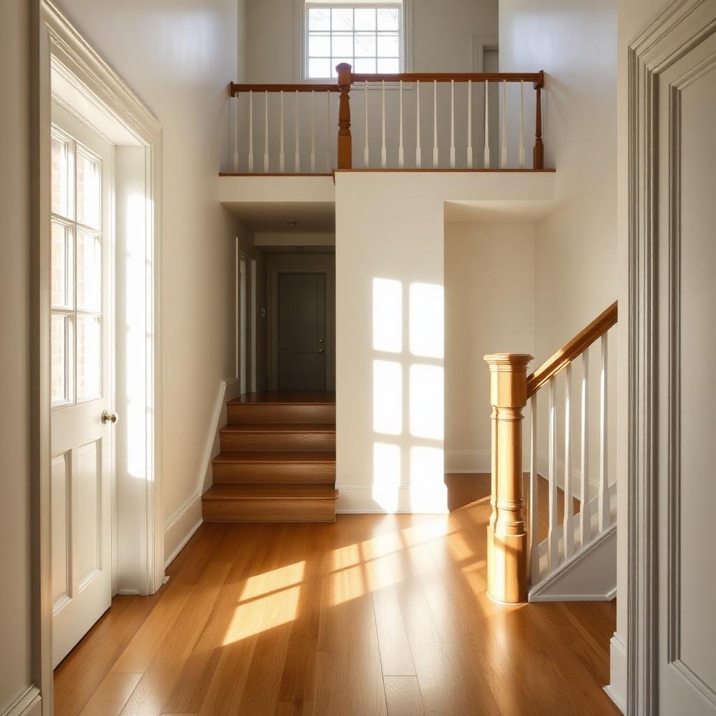 Sunlit hallway of a finished home